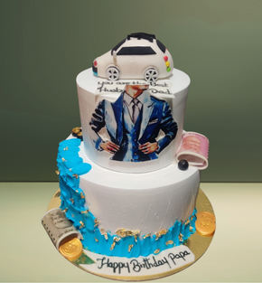 Gentleman And Car Theme - Class & Cars Cake